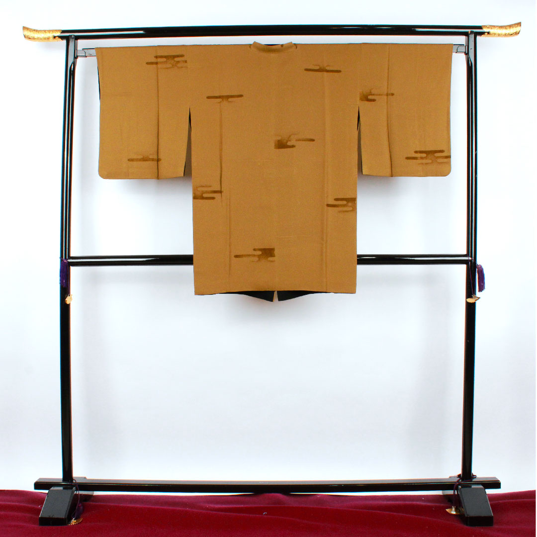 Michiyuki coat, length 87cm, sleeve length 66.5cm, sooted bamboo color, reversible, pure silk, S rank, lined, brown, 1117000512914