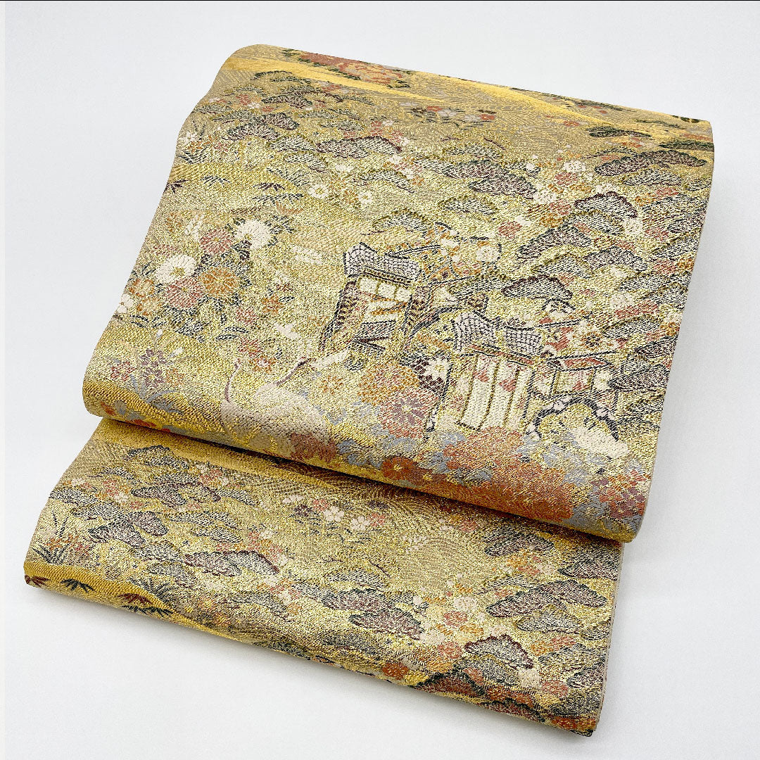 Fukuro Obi, Length 440cm, Pure Silk, S Rank, Six-way, Formal, Gold, 1123000382321