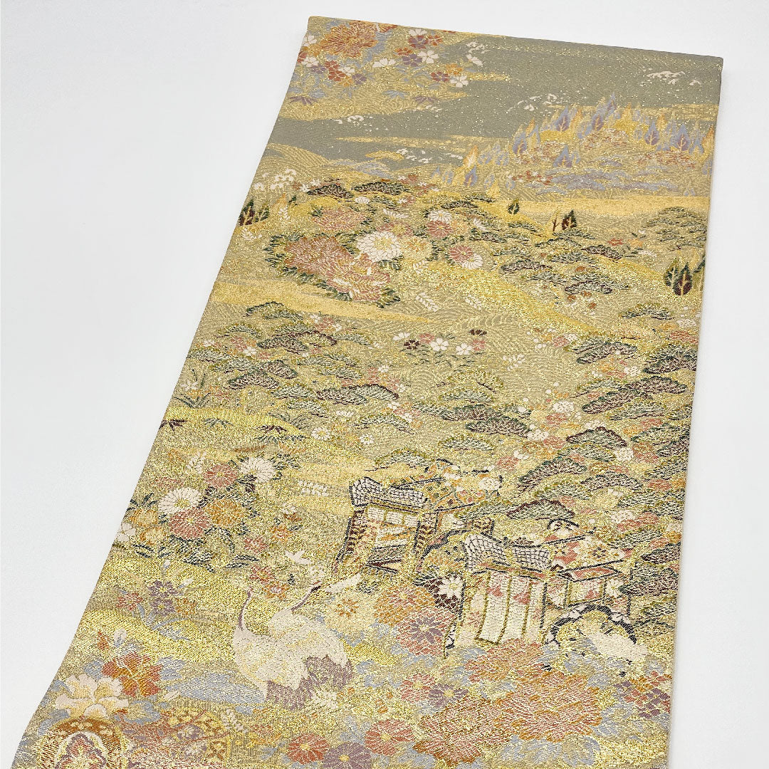 Fukuro Obi, Length 440cm, Pure Silk, S Rank, Six-way, Formal, Gold, 1123000382321