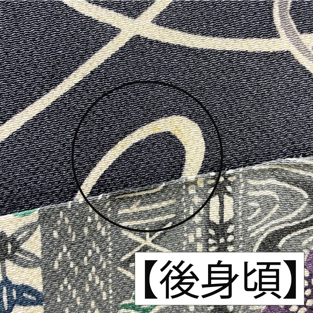訪問着 正絹 Bランク 袷 身丈157cm 裄丈65cm 燻銀色(いぶしぎんいろ) 江戸紅型 五味桂子 作家物 グレー系 1112007054322