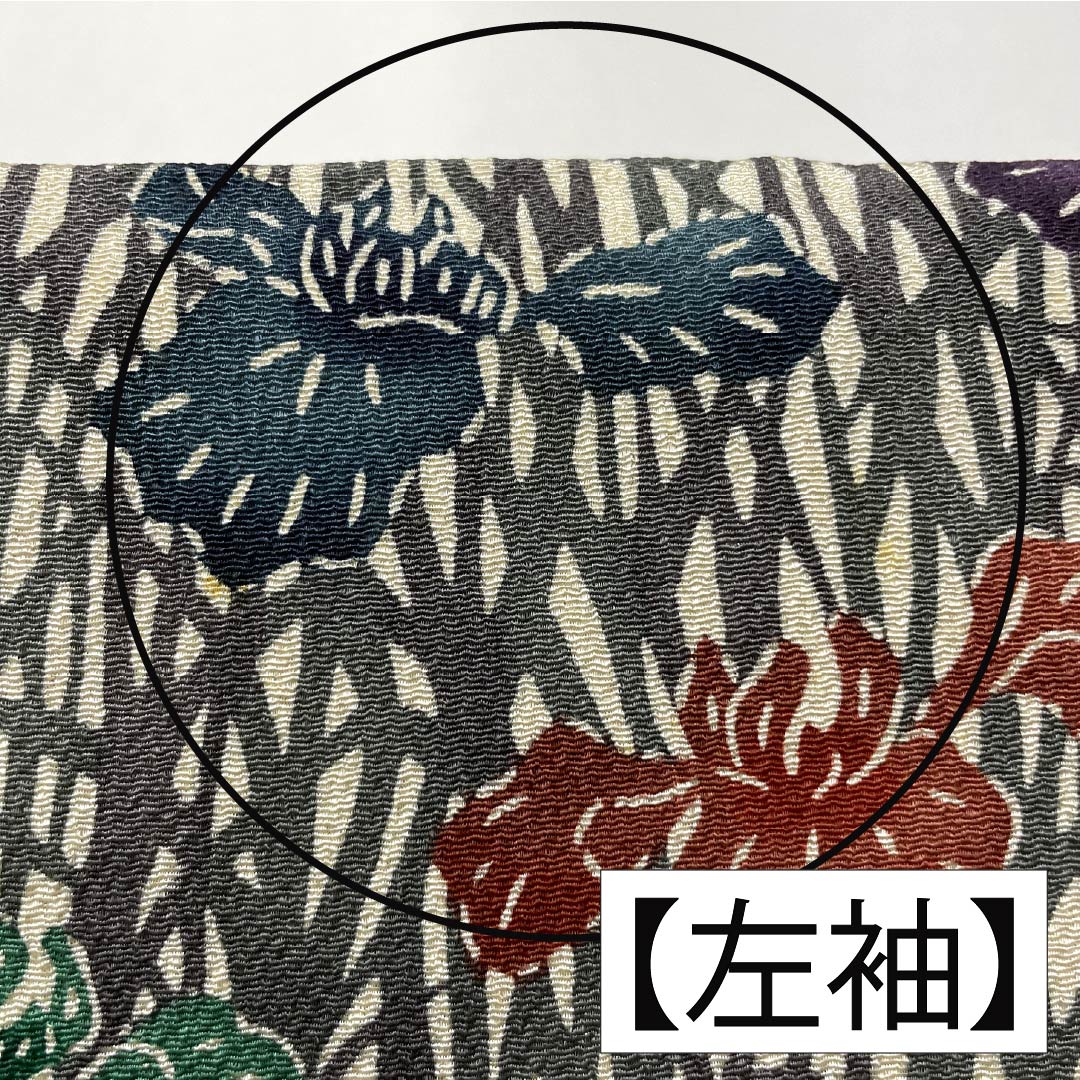 訪問着 正絹 Bランク 袷 身丈157cm 裄丈65cm 燻銀色(いぶしぎんいろ) 江戸紅型 五味桂子 作家物 グレー系 1112007054322