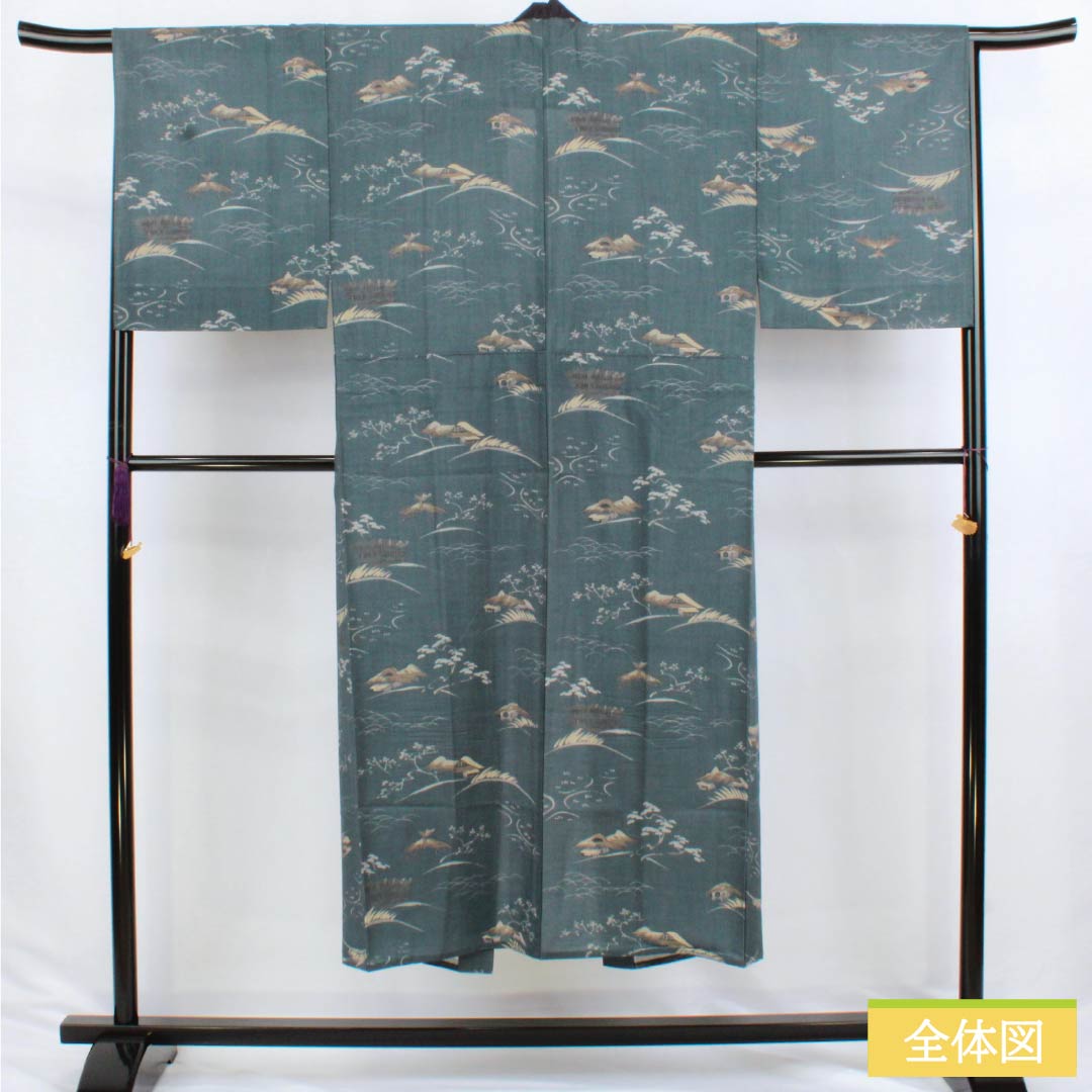 男物長襦袢 ウール Aランク 身丈142cm 裄丈66cm 納戸鼠色(なんどねずいろ) 茶屋辻 単衣 グレー系 1140000683422