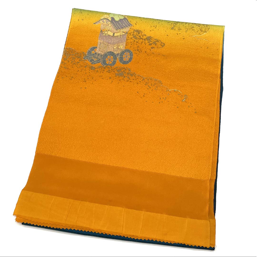 Obiage Silk S rank Semi-formal Orange (daidaiiro) Bluish Green (hekishoku) Spear Bi-color Length approx. 173cm Width approx. 30cm Gradation 1136004062999