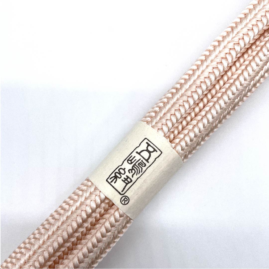 (New old stock) Obi-jime (belt fastener) made of pure silk, quarter-length cord, maiden color, Goshima cord, crown (yurugi), Edo braid, length approx. 162cm, width approx. 1cm, casual, S rank, pink, 1135000382913