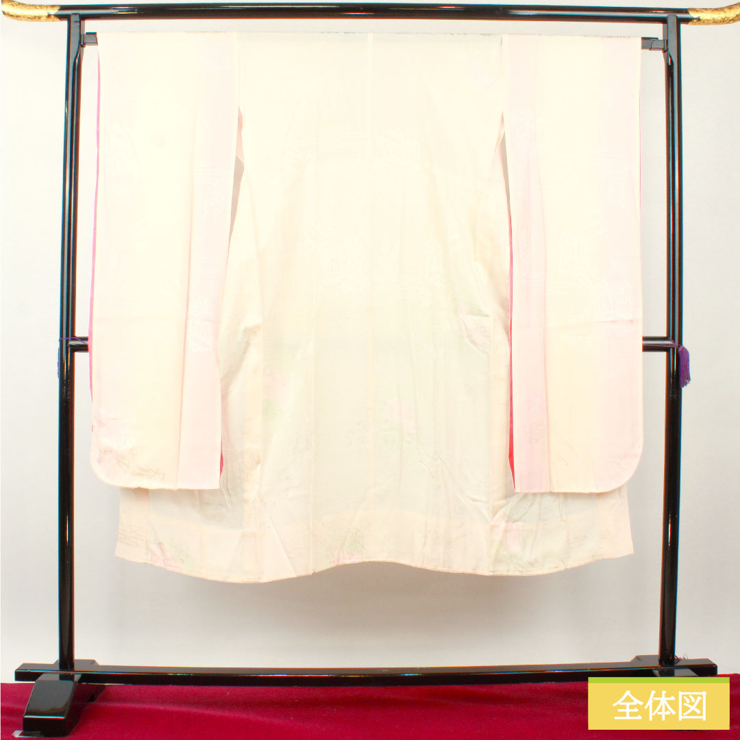 長襦袢 正絹 身丈136cm 裄丈69.5cm 袷 曙色(あけぼのいろ) ぼかし染 振袖用 吉祥文様 Aランク ピンク系 1129000723513