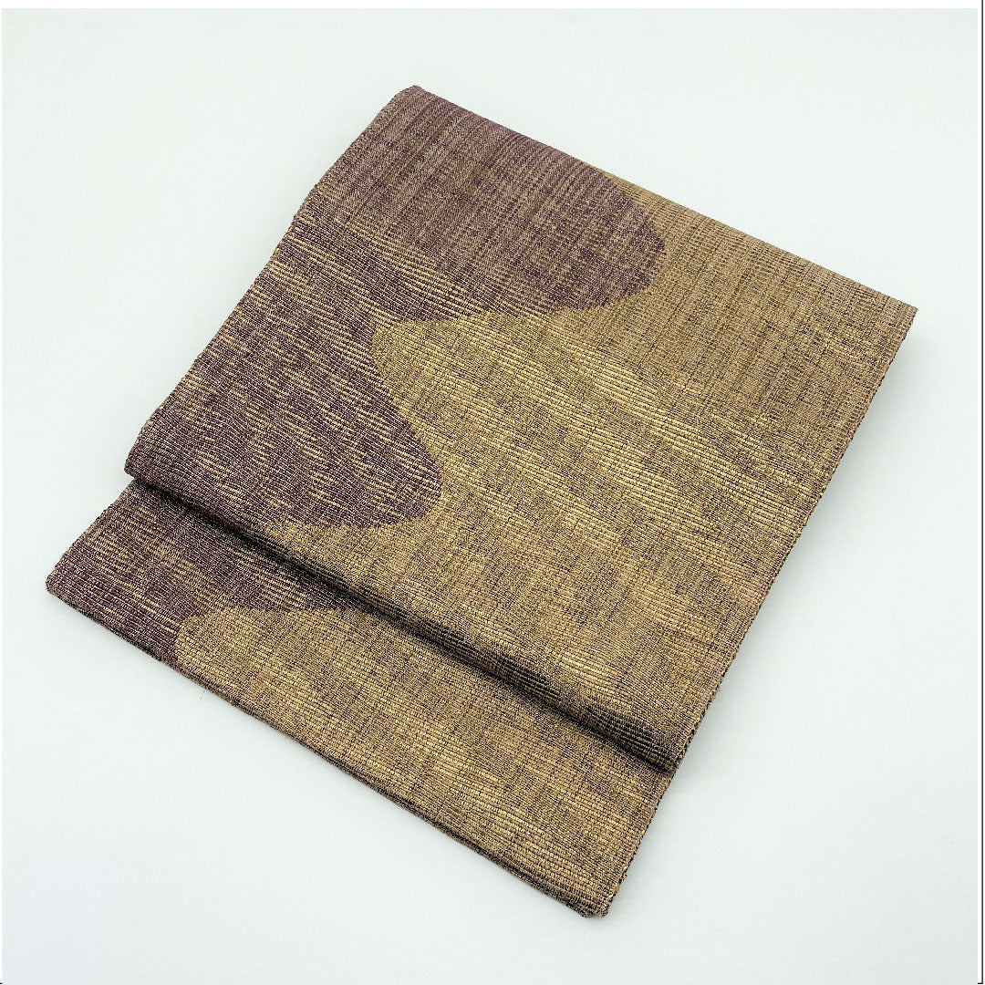 Fukuro Obi (Japanese-style sash dyed with brush) with wave pattern, obi length 428cm, pure silk, S rank, full length, casual, brown, 1123005132314