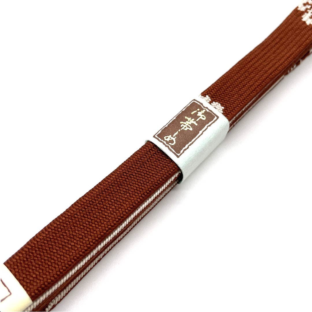 (New old stock) Obi-jime (belt fastener) made of pure silk, quarter-length cord, scarlet brown, hand-woven cord, new old stock, length approx. 156cm, width approx. 1.5cm, casual, S rank, brown, 1135001742914