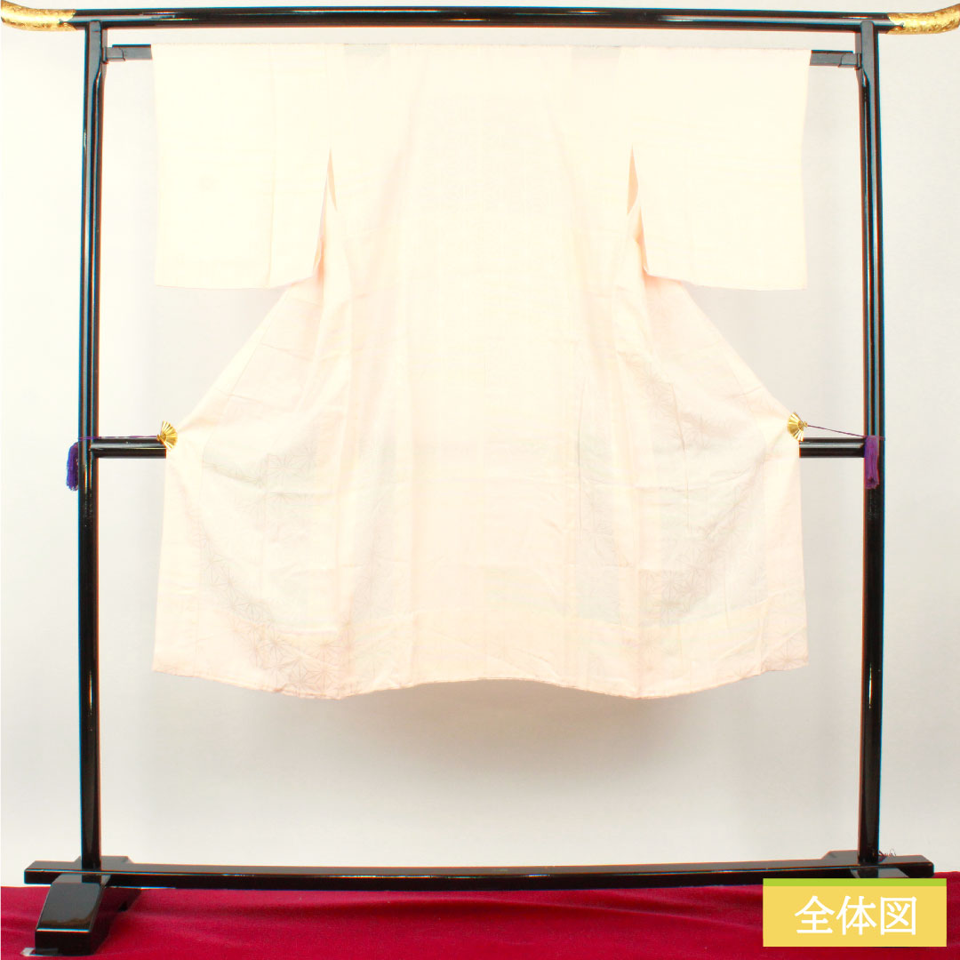 長襦袢 正絹 身丈125.5cm 裄丈64.5cm 単衣 曙色(あけぼのいろ) ぼかし染 麻の葉 Aランク ピンク系 1129000703313