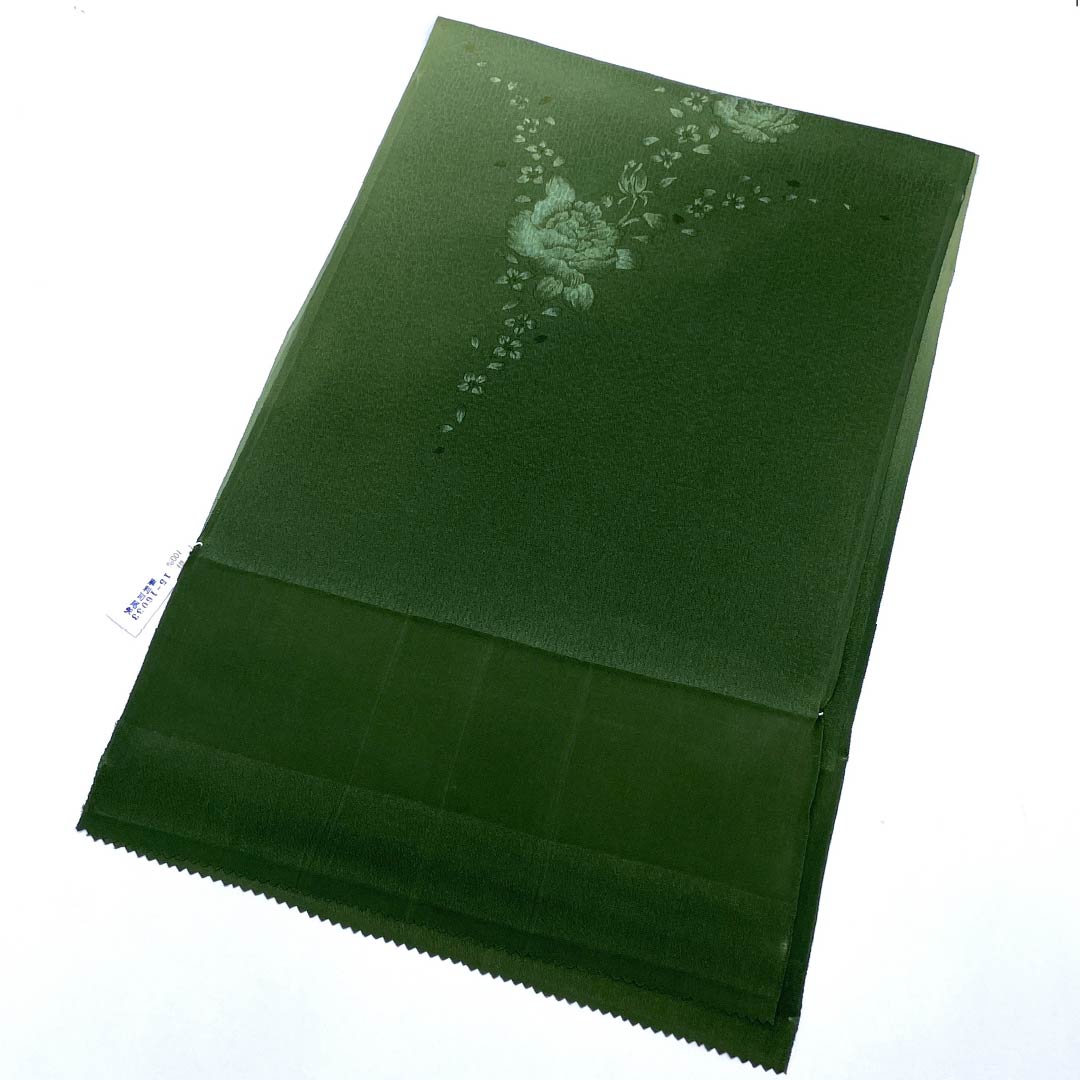 (New old stock) Obiage, pure silk, formal, Oribe color, rose, new old stock, length 178cm, width 29.5cm, S rank, green, 1136000092919