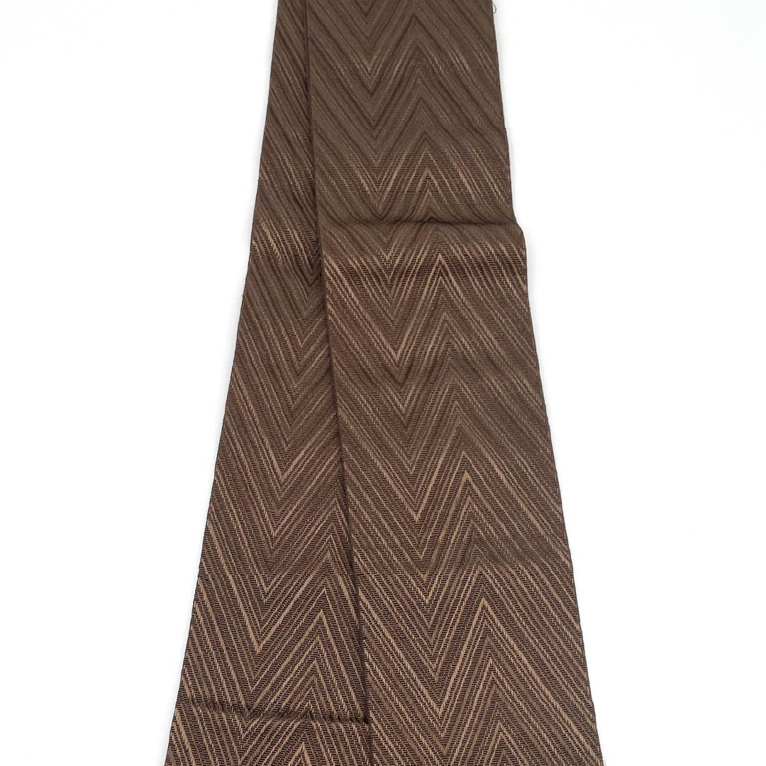 Untailored Square Obi (Sash) - Pure Silk, S-Rank, Burnt Fragrance Color, Ueda Orimono, Length 396cm, Width 9.5cm, Brown, Item Number: 1134000532914