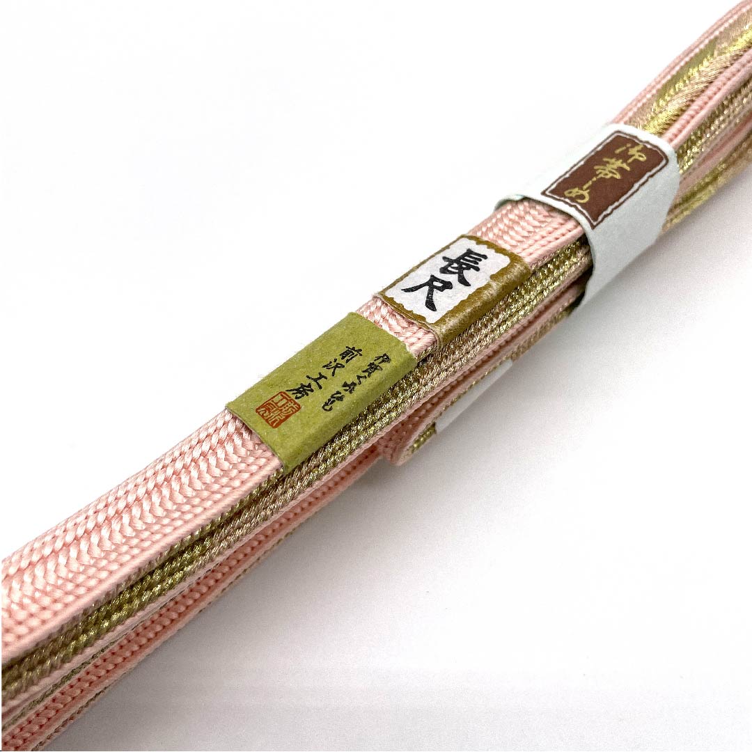 (New old stock) Obijime (belt tying) made of pure silk, quarter-length cord, dawn color, Iga braid, Iga Maezawa Kobo, traditional craft, length approx. 186cm, width approx. 1.5cm, semi-formal, S rank, pink, 1135000872913