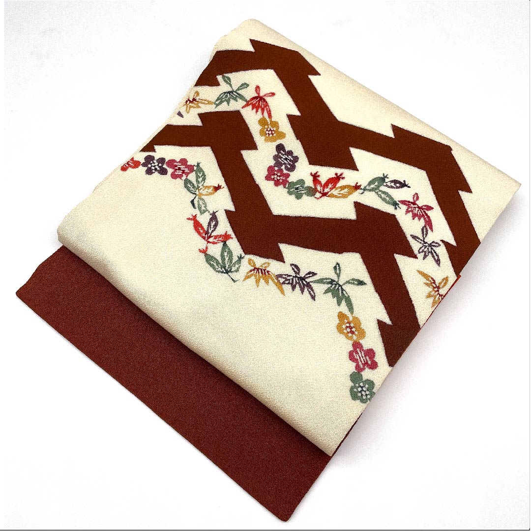 Nagoya obi, natural color, stencil dyeing, floral pattern, obi length 359cm, pure silk, A rank, point pattern, casual, cream color, 1124003623315, Nagoya style