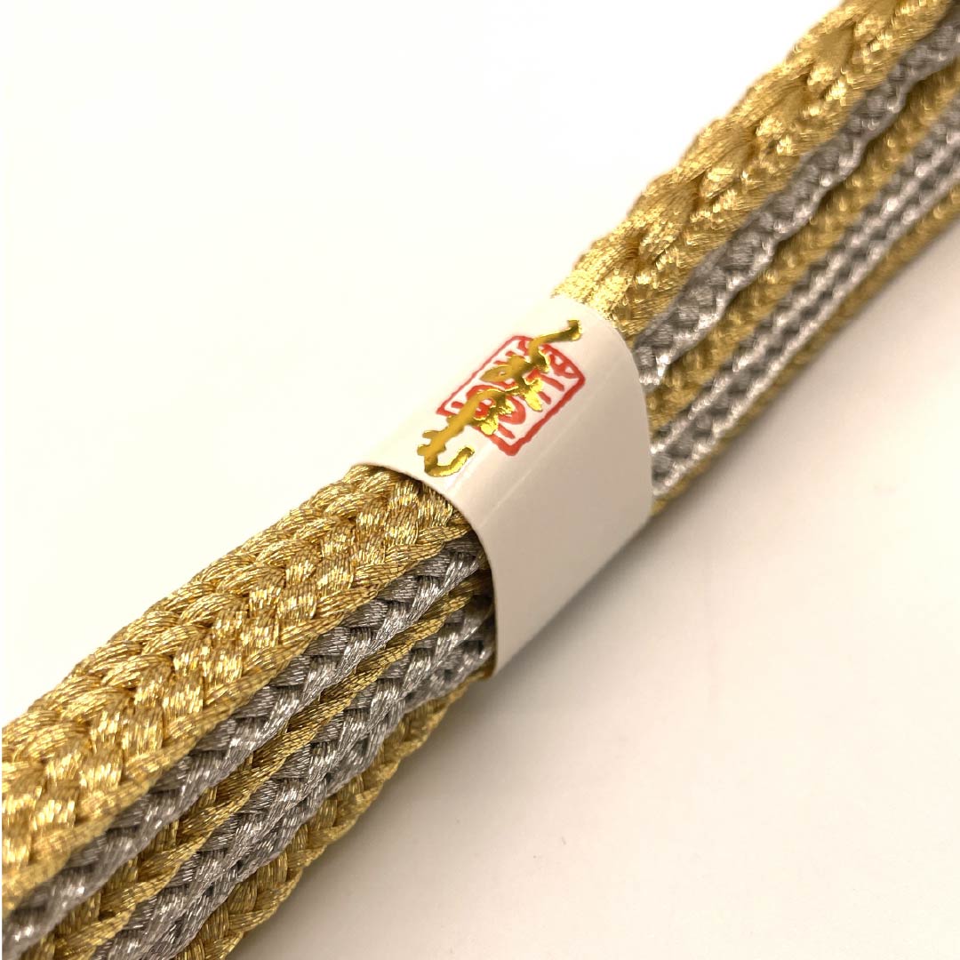 帯締め 正絹 四分紐 金色(きんいろ) 銀色(ぎんいろ) バイカラー 長さ約155cm 幅約1.5cm フォーマル Sランク 金系 1135003062321