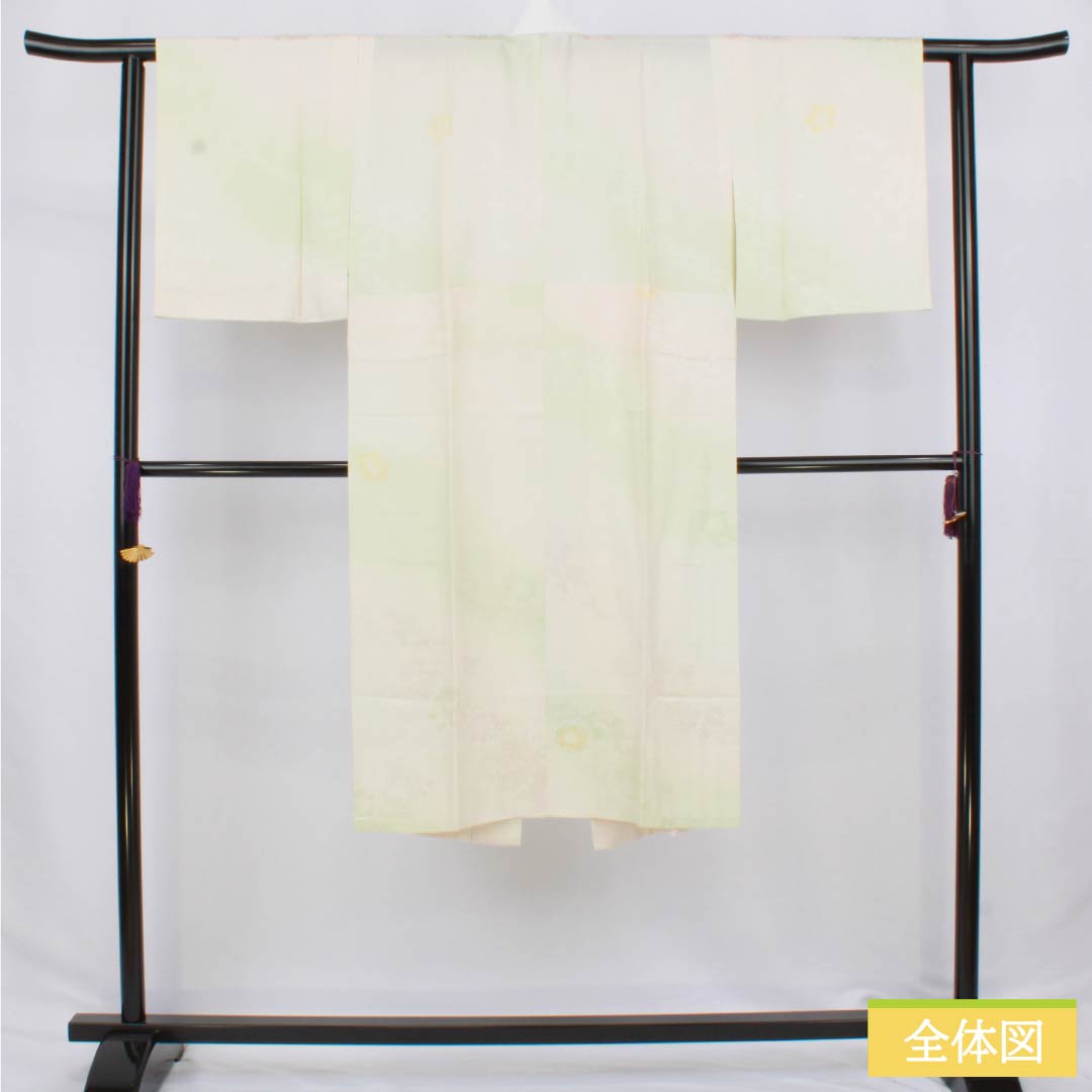 長襦袢 正絹 Sランク 身丈120cm 裄丈60.5cm 単衣 ぼかし染 吉祥文様 緑系 1129000752119