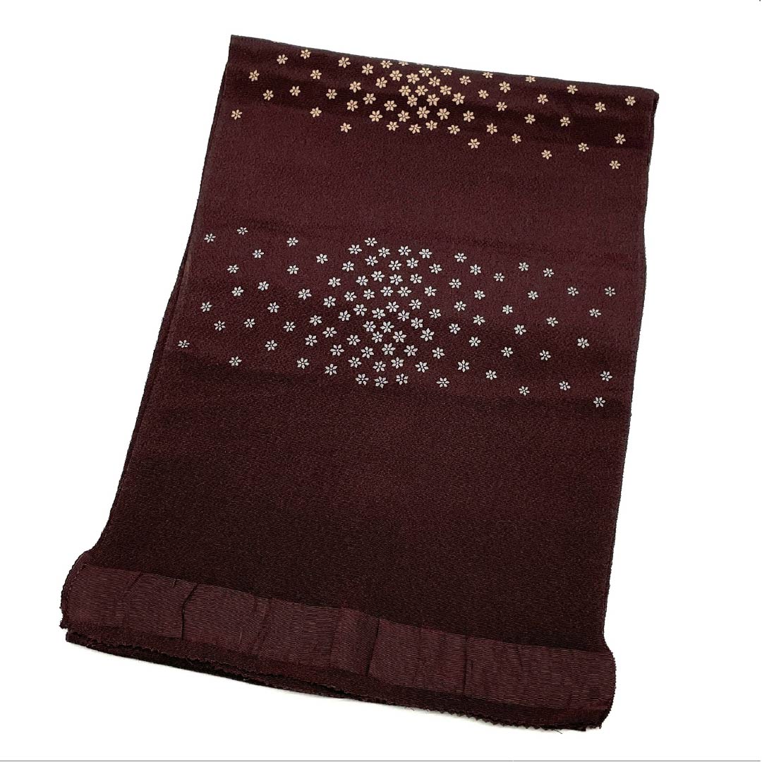 Obiage silk A rank semi-formal dark iron color, small flowers, length approx. 177cm, width approx. 29cm, brown family 1136004133914
