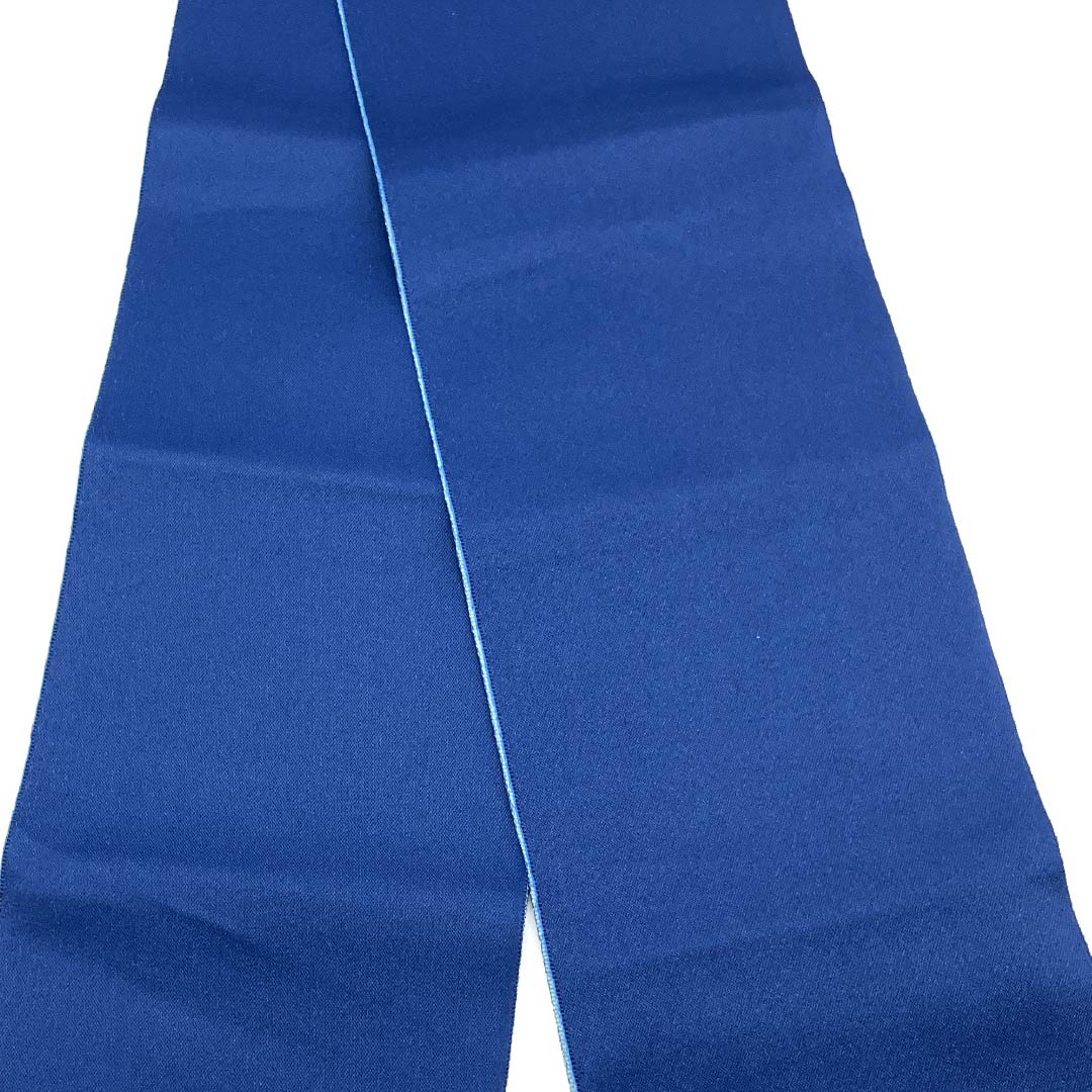 Half-width obi, polyester, navy blue with bellflower color (konkikyoiro), solid color, reversible, for yukata, length 342cm, blue, S rank, 1125001952317