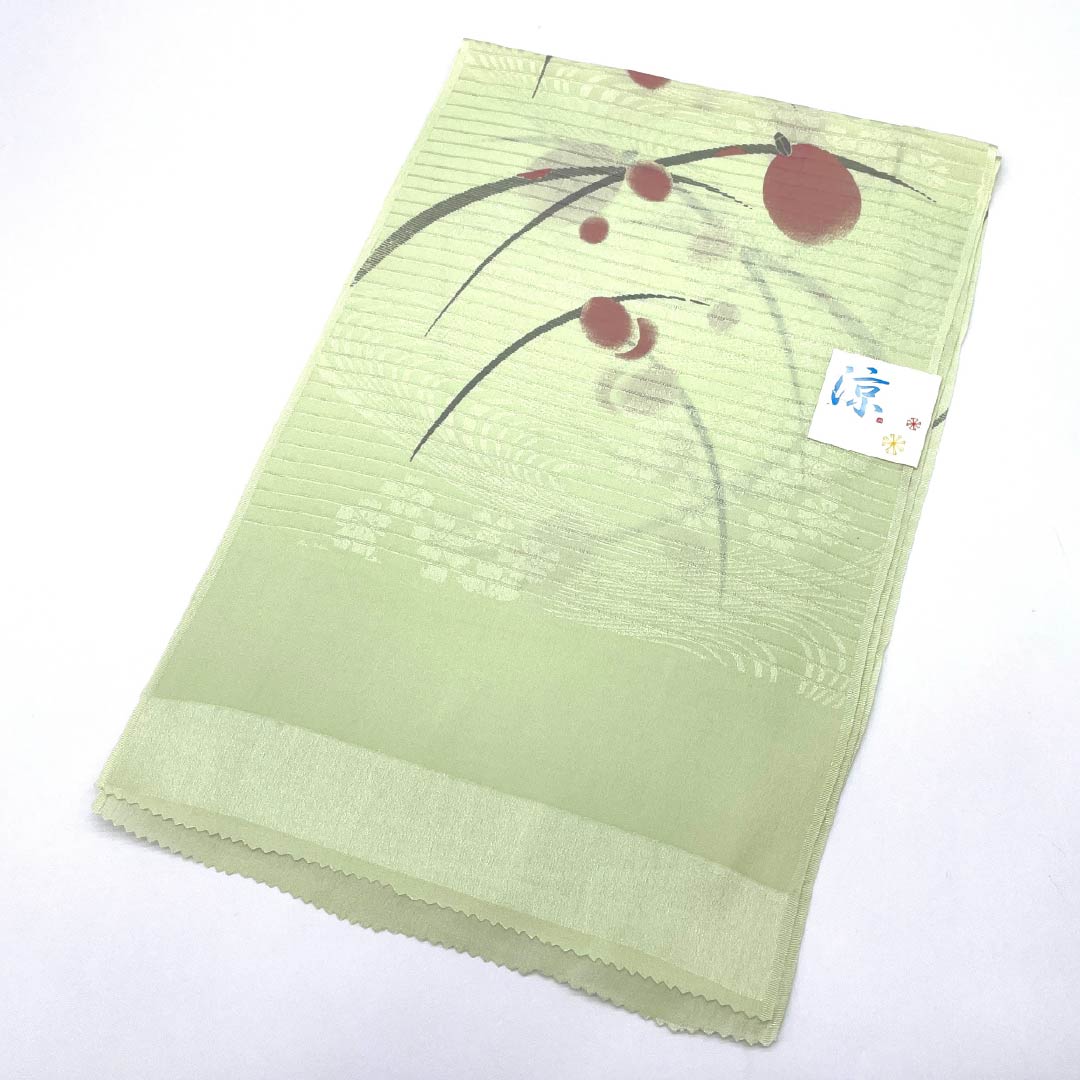 (New) Obiage, pure silk, semi-formal, light willow color, summer, firefly, length 166cm, width 28cm, new rank, green, 1136000811919