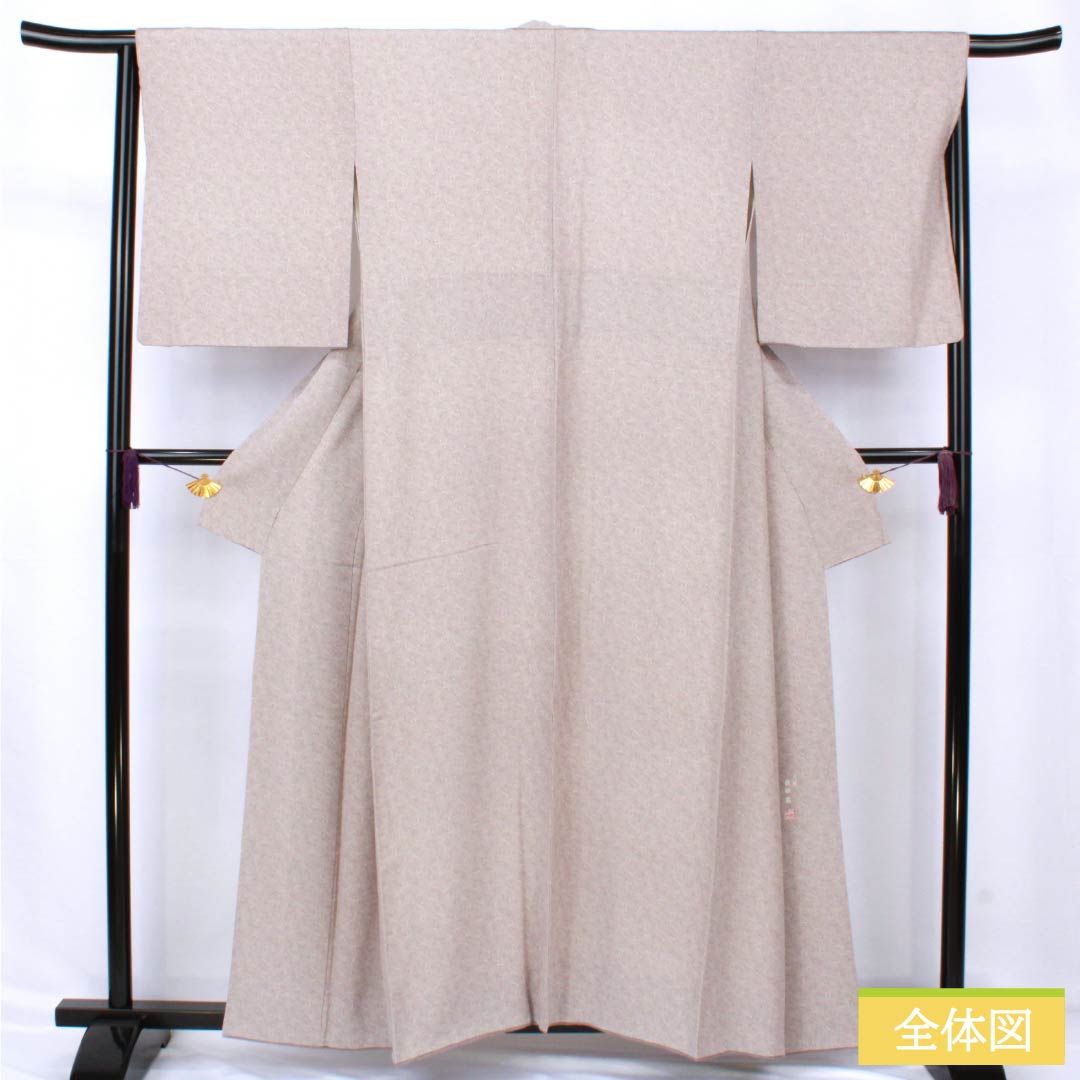 Komon silk S-rank, length 157.5cm, sleeve length 66cm, lined, ash-cherry blossom color (haizakurairo), stencil-dyed Edo komon, by Kaneda Noboru II, Kaneda Senko, gray, 1115007482322