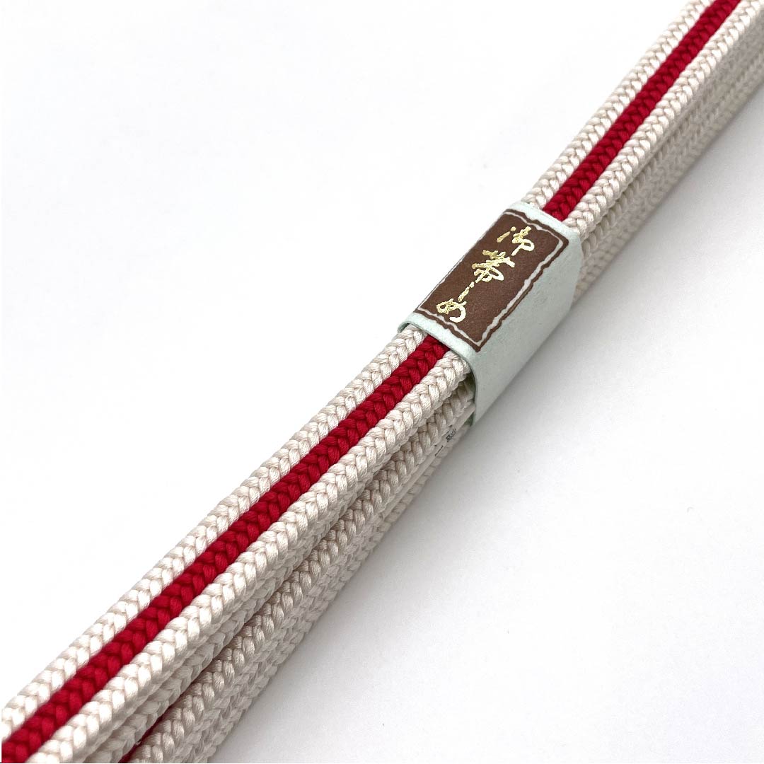 (New old stock) Silk obi-jime, quarter-length string, chalk color, Kyoto braided string, new old stock, length approx. 168cm, width approx. 1cm, casual, S rank, white, 1135001452911