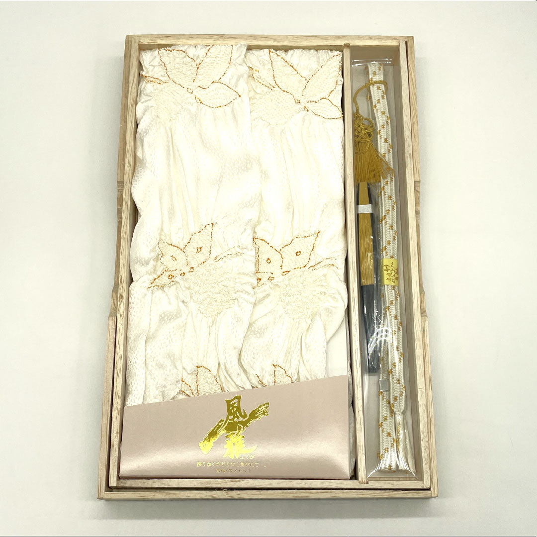 (New Old Stock) Obiage and Obijime Set, Pure Silk, NEW Rank, Milky White, For Tomesode, Butterfly, Turtle Knot, Length approx. 160cm, Width approx. 1.4cm, Formal, White-based, 1141000351311