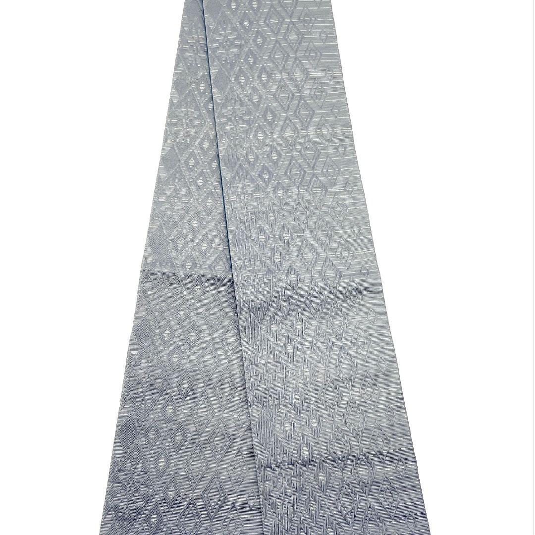 (新品)半幅帯 ポリエステル NEWランク 燻銀色(いぶしぎんいろ) 藍碧色(らんぺきいろ) 菱型 花柄 リバーシブル 帯丈400cm グレー系 1125002481422