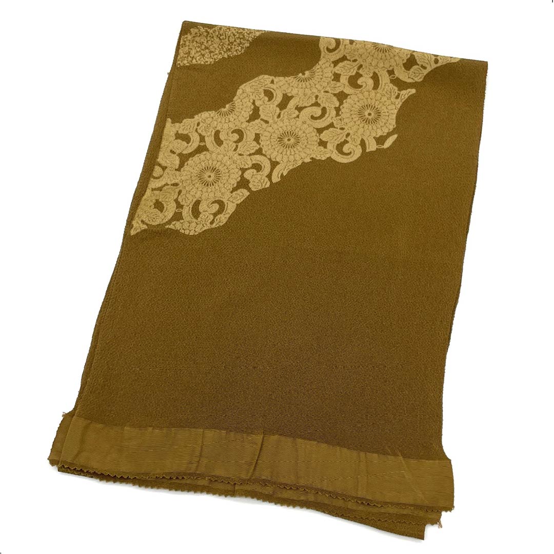 Obiage Chirimen Casual Candle Color (Shisokuiro) Classic Pattern Length 166cm Width 28cm S Rank Brown 1136000372914