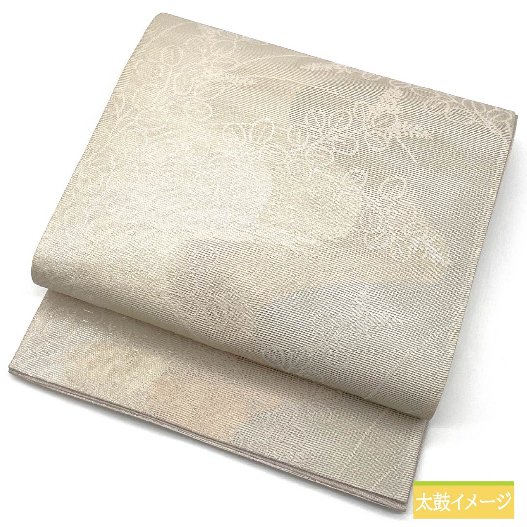 Fukuro Obi (Sash), Pure Silk, S-Rank, Off-White, Summer Obi, Gradient Pattern, Bush Clover and Japanese Pampas Grass, Length 436cm, Six-Ply, Semi-Formal, Beige, Item Number: 1123015122325