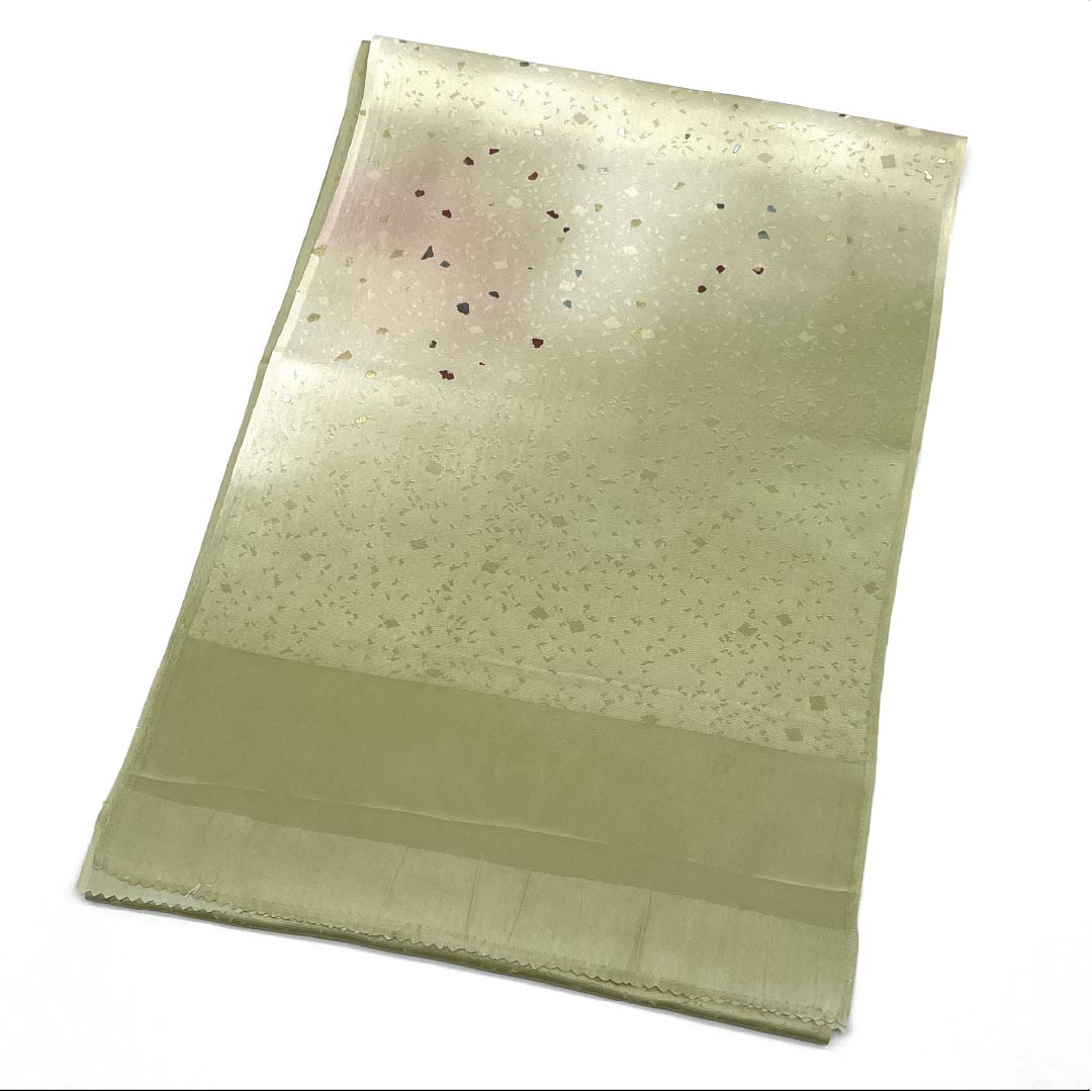 Obiage silk S rank semi-formal urayanagi-iro blurred arare length approx. 183cm width approx. 29.5cm green系 1136004522919