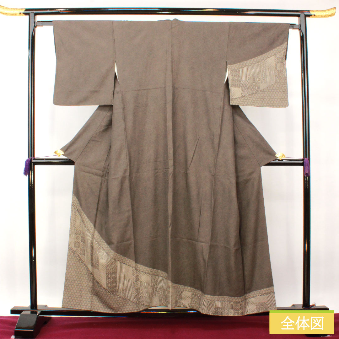 Homongi, pure silk, lined, length 156.5cm, sleeve length 64cm, Edo Komon, shark pattern, S rank, black, 1112004022310