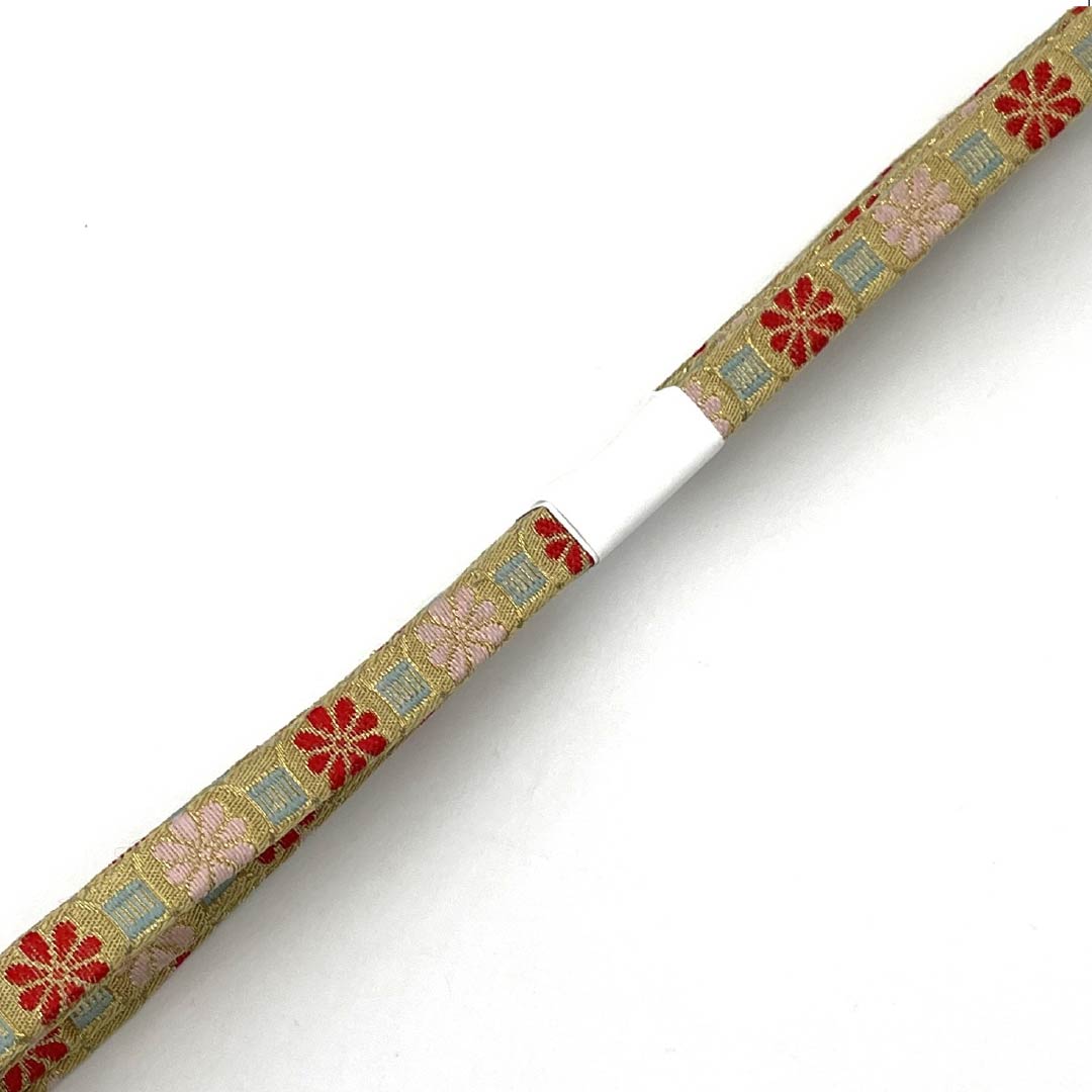 S-Rank Silk Obi-jime (Sash Band) - Gold with Floral Pattern, Approximately 154cm Long and 1.1cm Wide, Semi-Formal, Gold-Tone, Product Number: 1135003922321