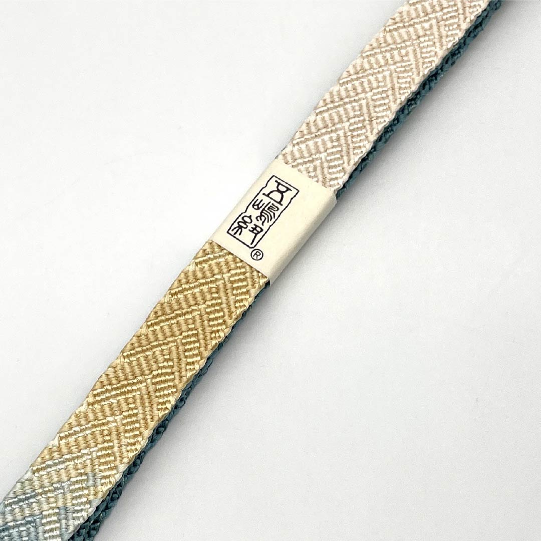 (Like new) Silk Obi-jime (sash band) made with Goshima string, in rusty light blue (sabi asagiiro), hand-knit, approximately 165cm long and 2cm wide, suitable for semi-formal wear, blue tones, product number 1135004911317