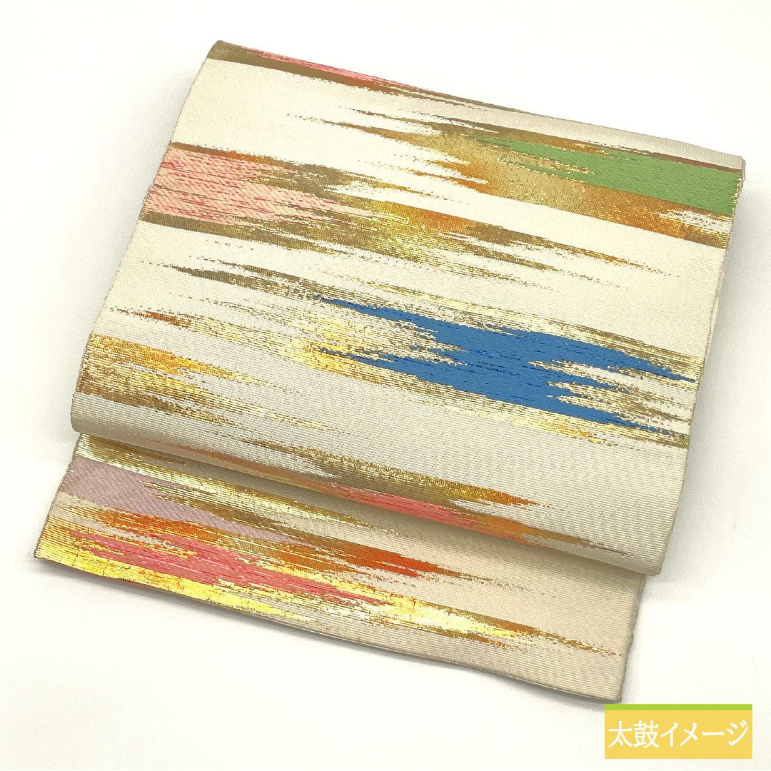 Fukuro Obi (sash), pure silk, A-rank, Nishijin-ori (woven fabric), Reimei Manzan, by Tamaki Bijutsu Orimono, 420cm long, six-pass, semi-formal, white, 1123016523311