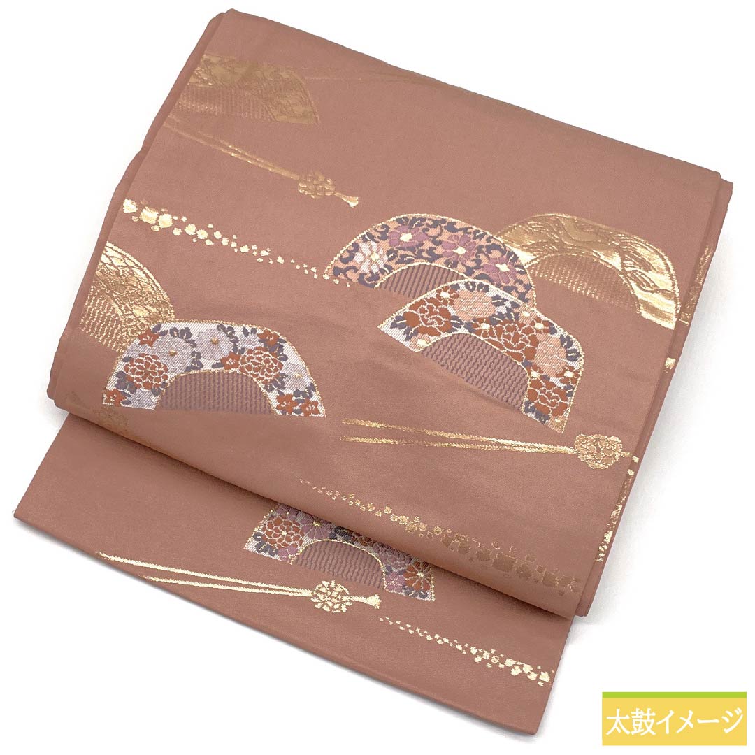 名古屋帯 正絹 Aランク 似桃色(にせももいろ) 櫛 かんざし 帯丈348cm 六通 セミフォーマル ピンク系 1124010693313 名古屋仕立て
