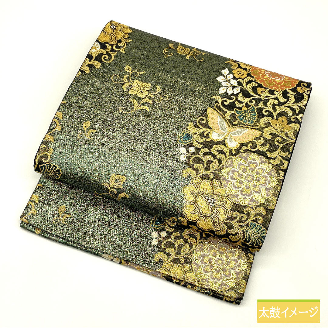 Formal, S-Rank, Pure Silk Obi with a Suiho Arabesque Pattern, Nishijin-ori Weave, Butterfly Design, Length 436cm, Six-Pass, Gradient Pattern, Item Number 1123016972399