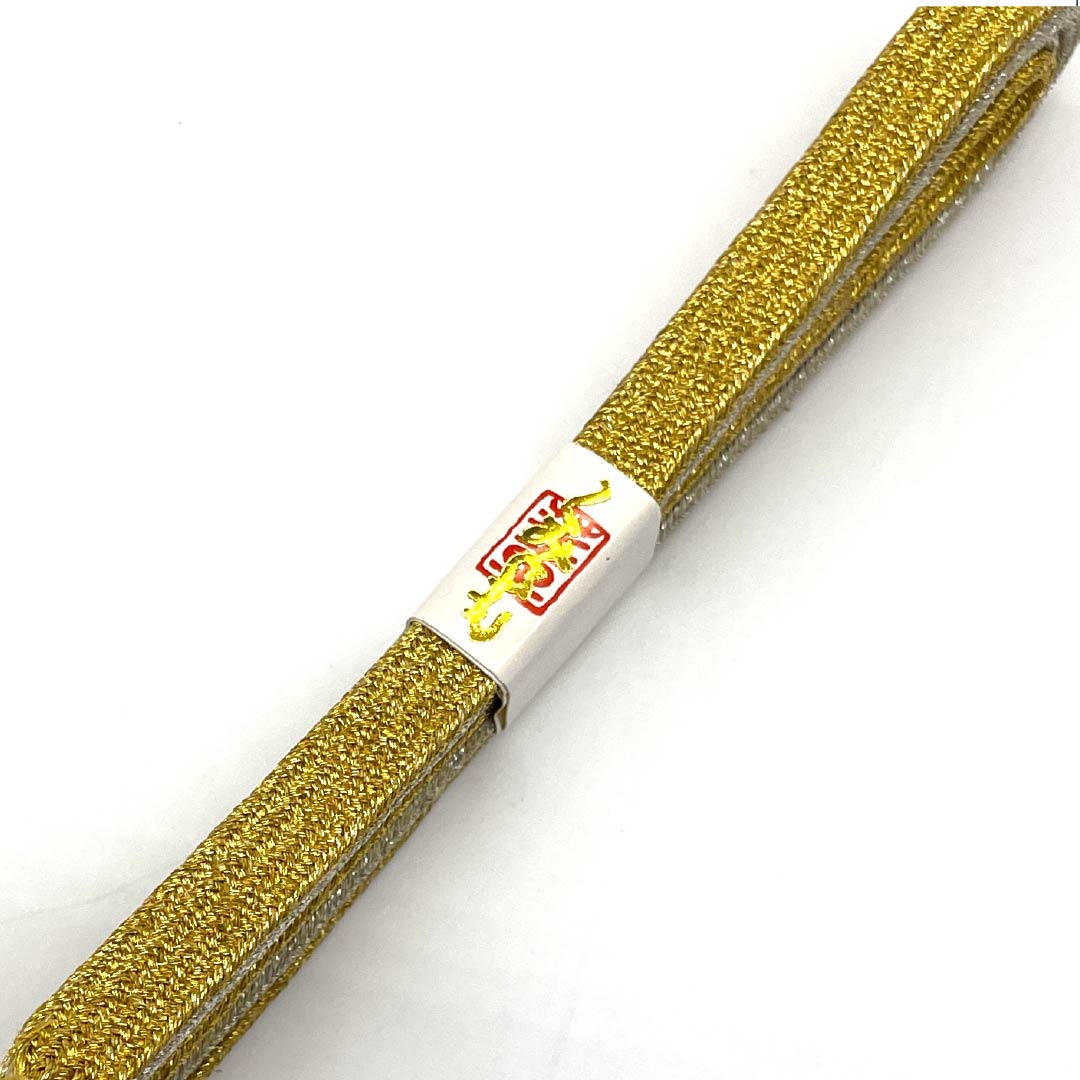 Formal obi-jime (sash band) made of pure silk, grade A, in gold or silver. Suitable for formal formal wear, suitable for formal kimonos (tomesode). Length: approx. 173cm, width: approx. 1cm. Gold-based finish. Product number: 1135003883421
