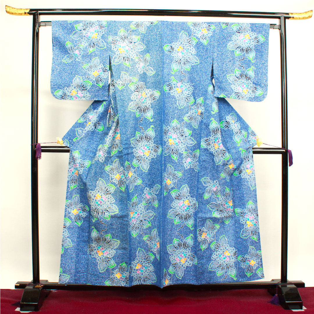 Yukata, dayflower color, hydrangea, cotton, B rank, single layer, length 158cm, sleeve length 66cm, blue, 1118003704317