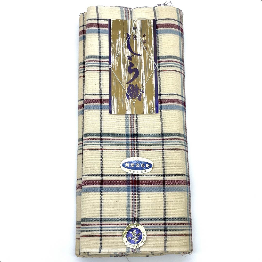 Yukata cloth, cotton, Awa Shijira, Important Intangible Cultural Property, True Indigo Dye, Obana color, S rank, beige, 1130000512925