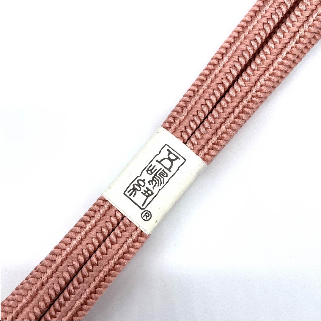 (新古品) 帯締め 正絹 四分紐 薄紅梅色(うすこうばいいろ) 五嶋紐 冠(ゆるぎ) 江戸組紐 長さ約162cm 幅約1cm カジュアル Sランク ピンク系 1135000362913