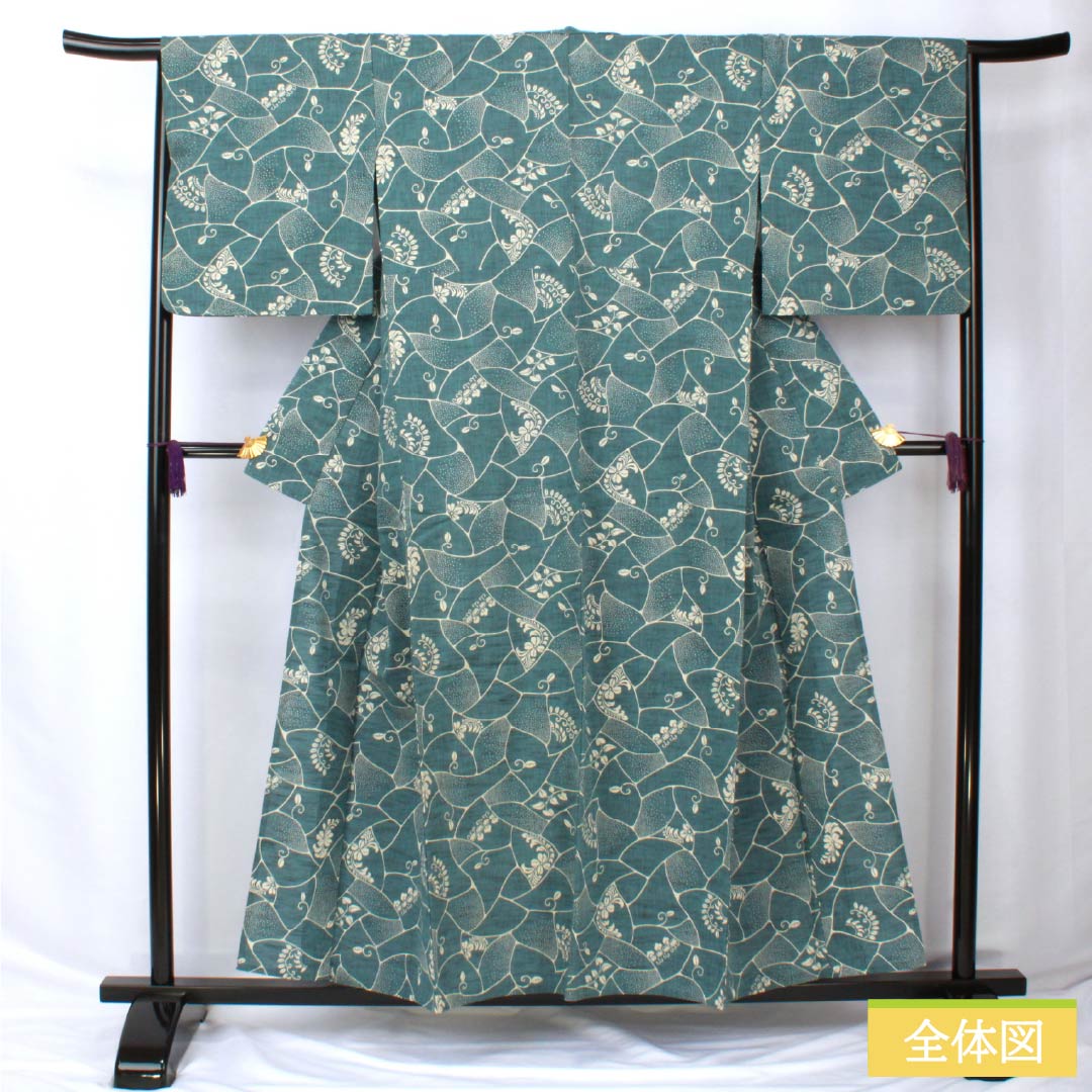 Cotton Yukata, Length 155cm, Sleeve Length 66.5cm, S Rank, Single Layer, Blue with Indigo Brown (Aito no Chairo), Ivy Pattern, Part Number 1118005892317