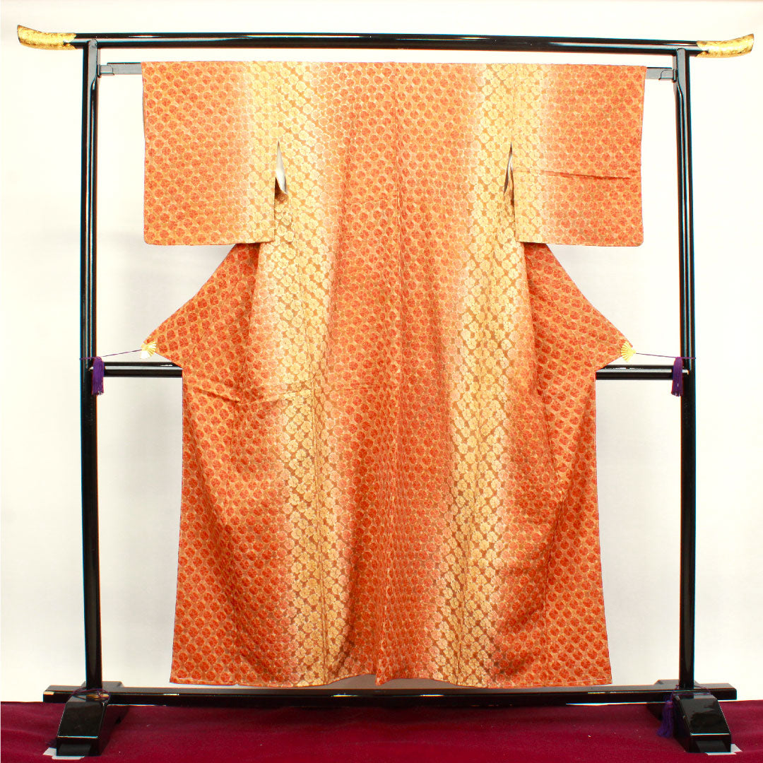 小紋 身丈154.5cm 裄丈61.5cm 袷 絞り 抽象模様 正絹 Sランク グラデ 1115003252299