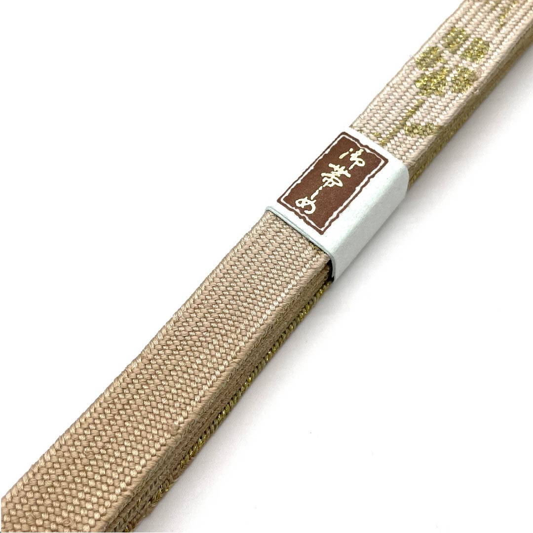(新古品) 帯締め 正絹 四分紐 松染色(まつぞめいろ) 金属糸使用 新古品 長さ約162cm 幅約1.5cm セミフォーマル Sランク ベージュ系 1135001842925