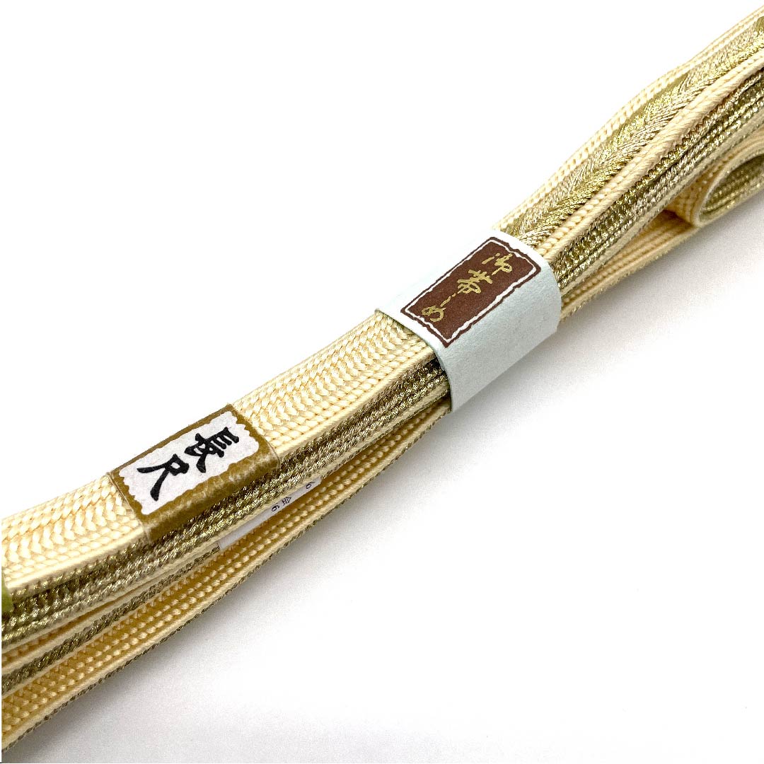 (新古品) 帯締め 正絹 四分紐 蜜陀僧色(みつだそういろ) 伊賀組紐 伊賀前沢公房 伝統工芸品 長さ約186cm 幅約1.5cm セミフォーマル Sランク クリーム系 1135000862915