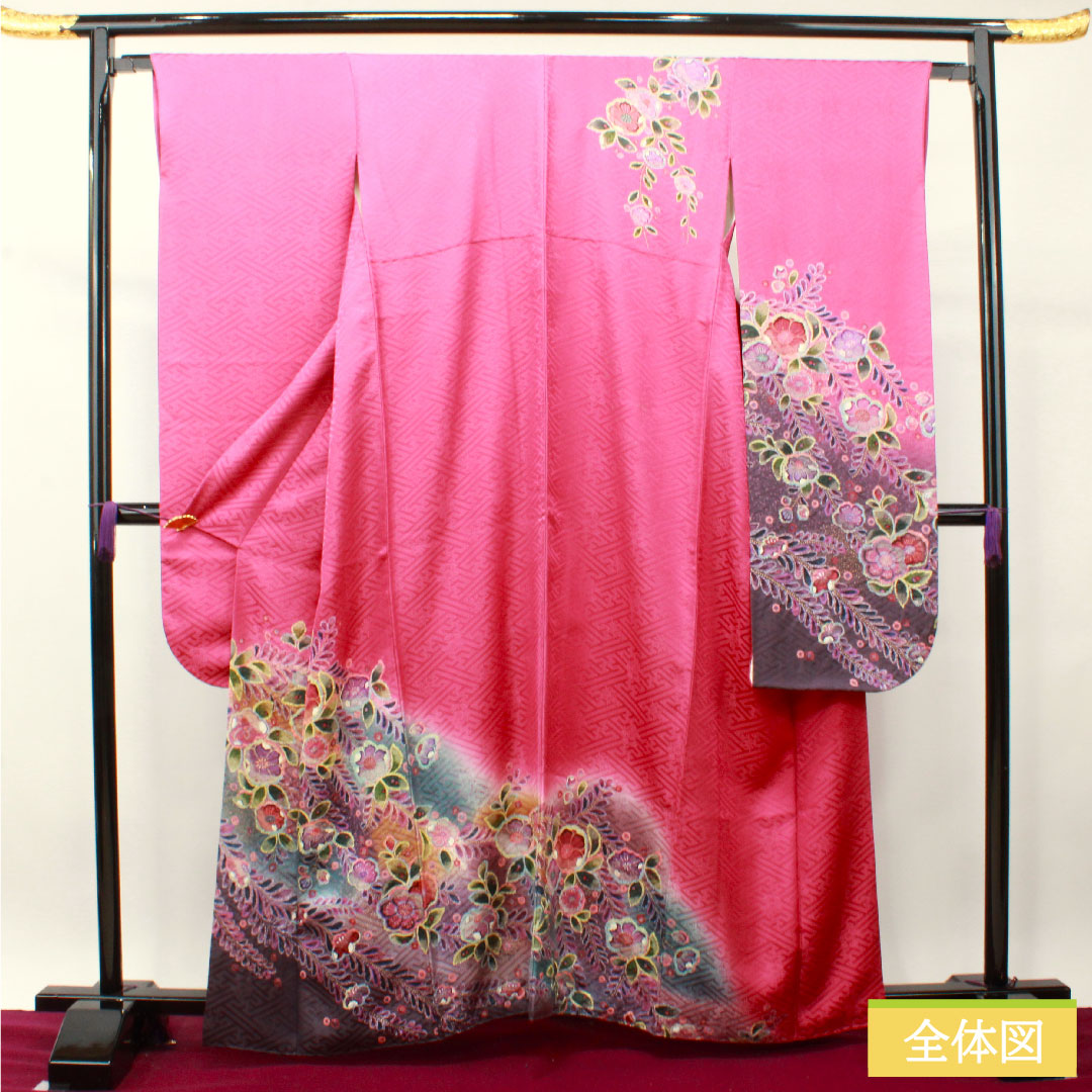 振袖 正絹 身丈163cm 裄丈63.5cm 袷 紅鶸色 辻ヶ花 Aランク 紫系 1113001883420