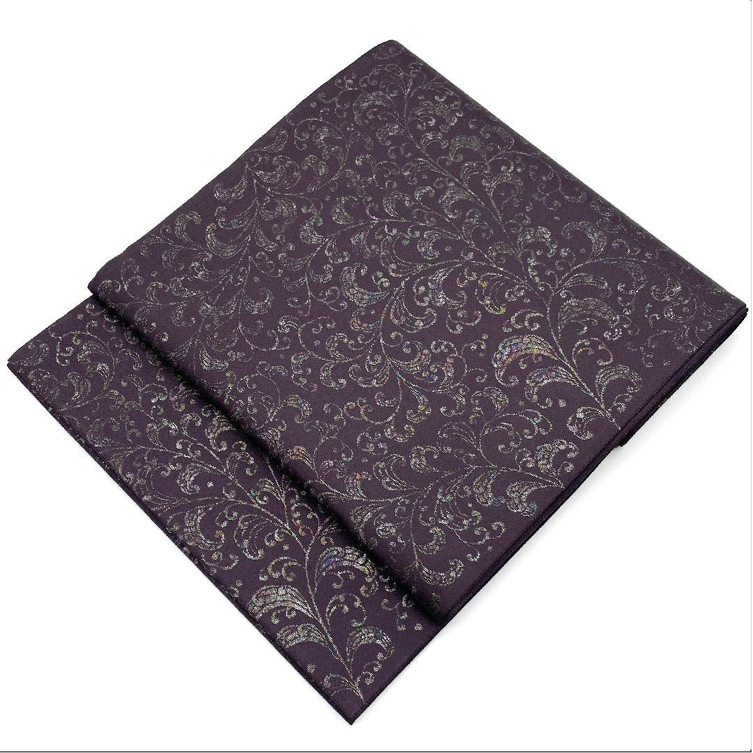 Fukuro Obi (purple raven-colored obi) with a chintz pattern by Kondaya Genbei, obi length 446cm, pure silk, S rank, six-pass, casual, purple, 1123006792320