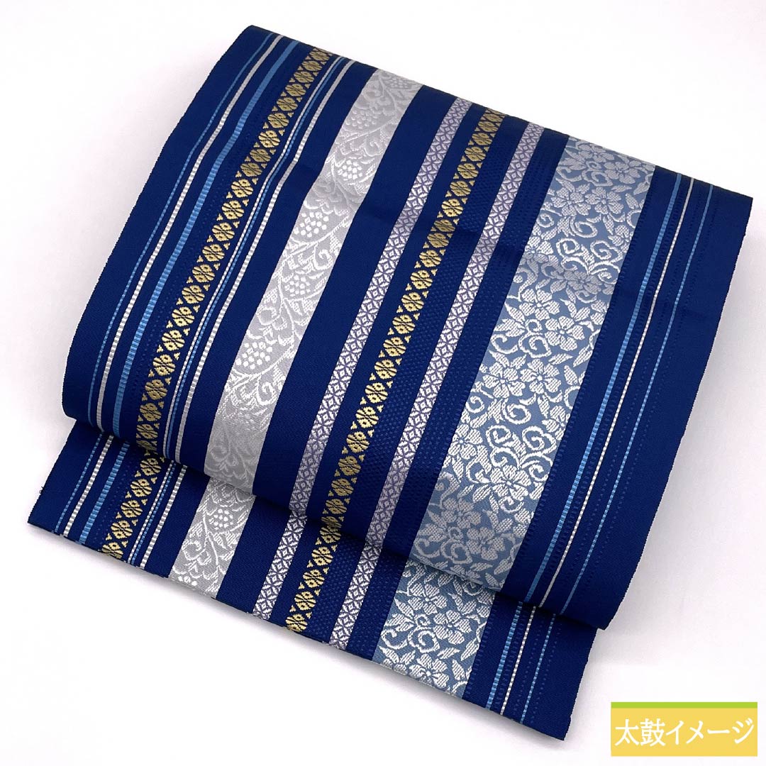 (新品未使用品)名古屋帯 正絹 NEWランク 濃桔梗色(こいききょういろ) 博多織 本場筑前博多織 八寸名古屋帯 帯丈367cm 全通 カジュアル 青系 1124009641317 松葉仕立て