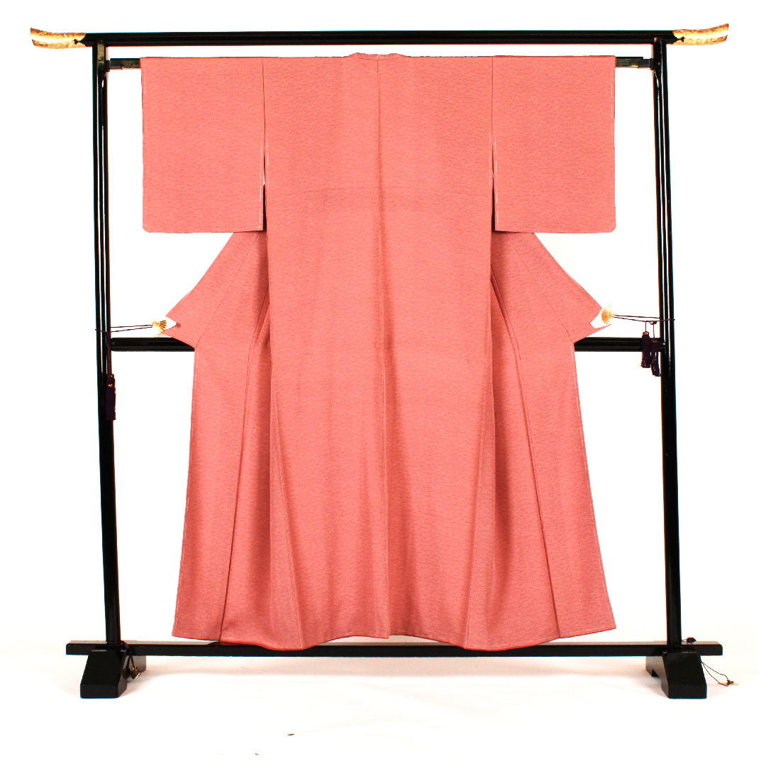 小紋 身丈157cm 裄丈63cm 袷 江戸小紋 松柄 草木染 正絹 Aランク ピンク系 1115000683313