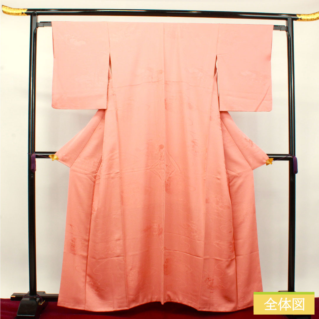 Plain color, pure silk, length 161cm, sleeve length 64cm, washed vermilion, auspicious motif, lined, S rank, pink, 1114001122413