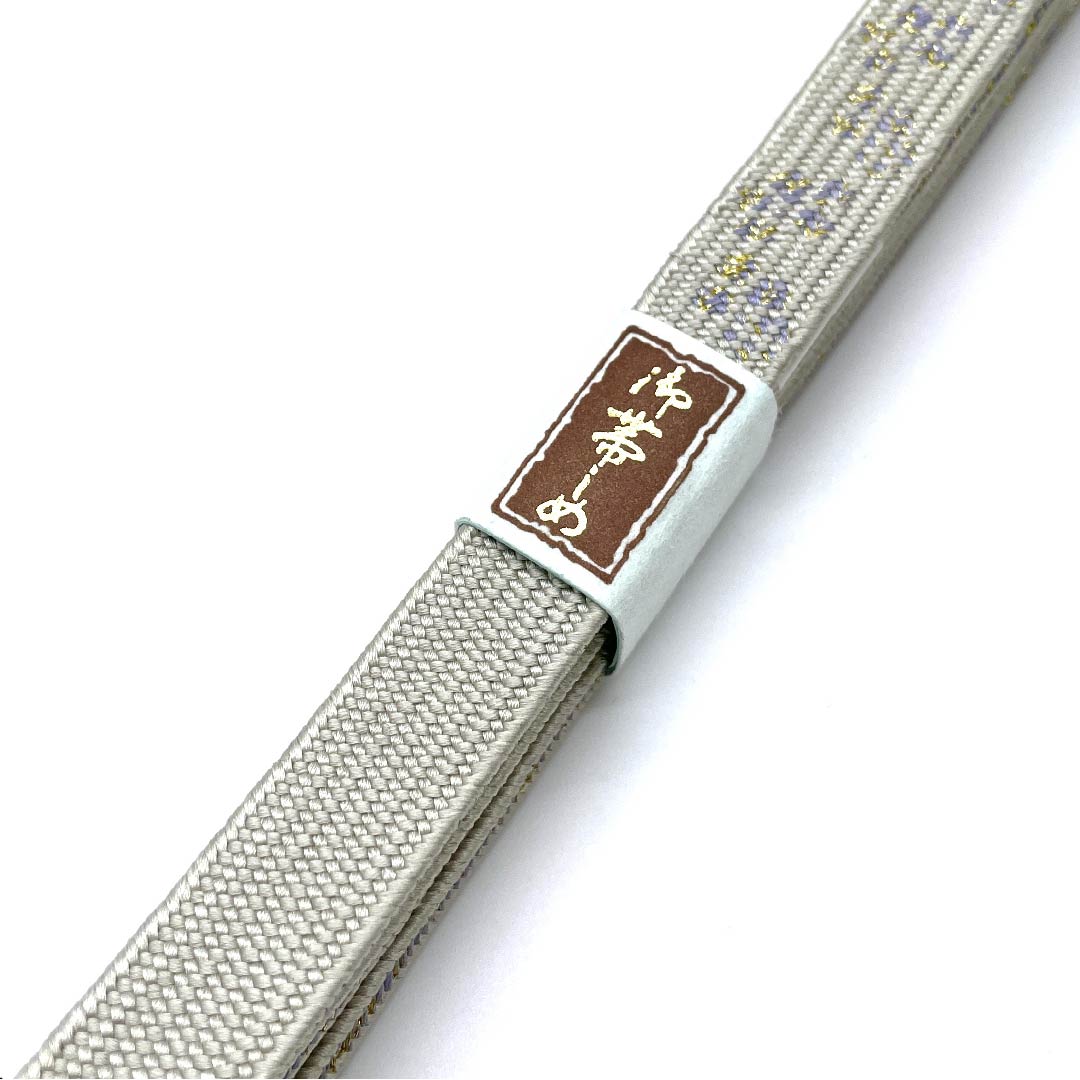 (New old stock) Silk obijime (sash fastener) - quarter string - sulfur color - metallic thread used - new old stock - length approx. 156cm, width approx. 1.5cm - semi-formal - S rank - gray 1135001622922