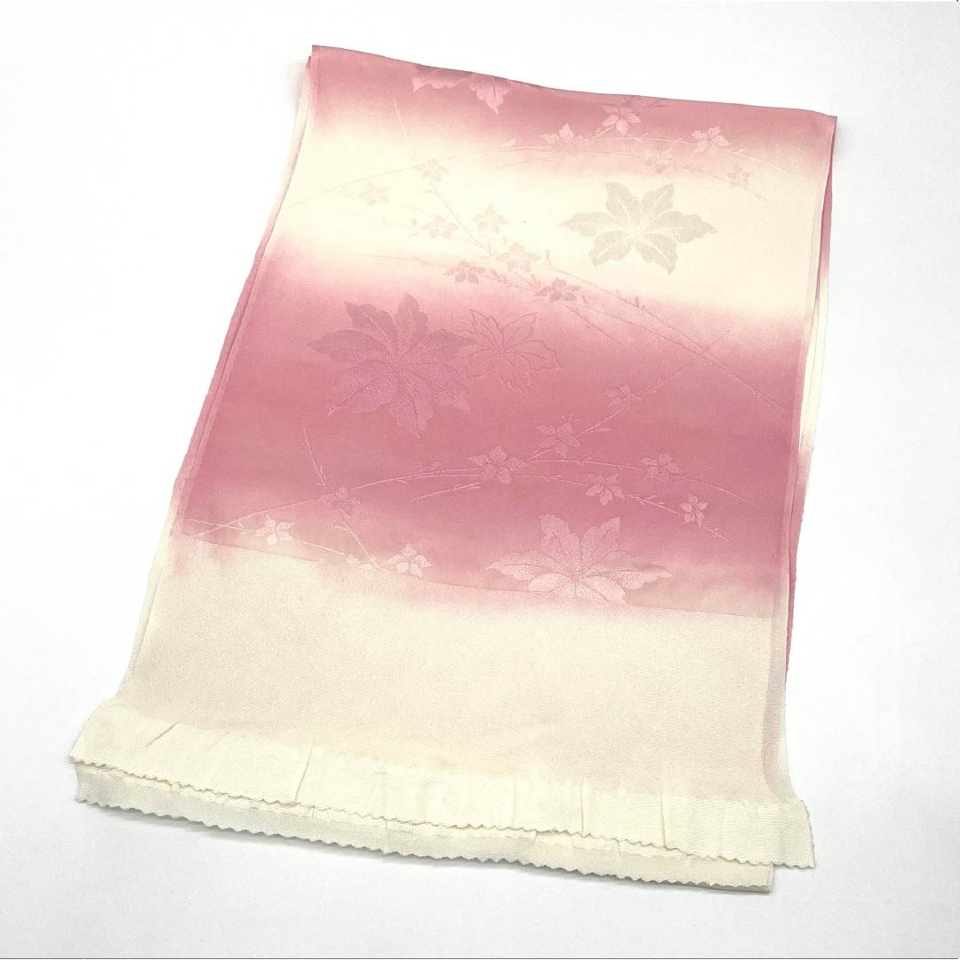 Obiage Silk A Rank Semi-formal Milky White (Nyuhakushoku) Peach Red (Tokoshoku) Gradation Floral Length approx. 169cm Width approx. 27.5cm Gradation Series 1136003083999
