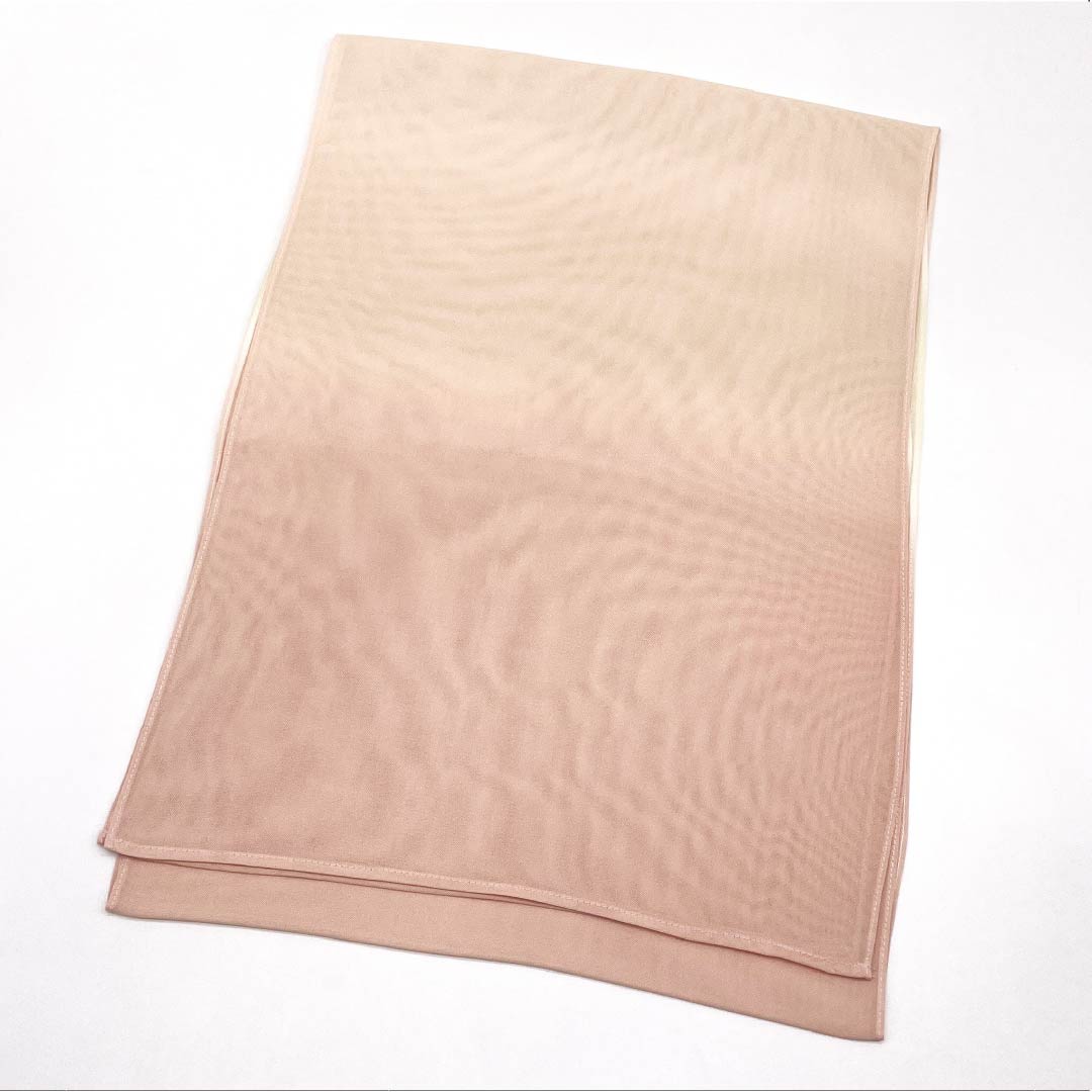 (新古品)帯揚げ 正絹 NEWランク セミフォーマル 乙女色(おとめいろ) 硫黄色(いおういろ) グラデーション 夏物 長さ約180cm 幅約29.5cm ピンク系 1136002211913
